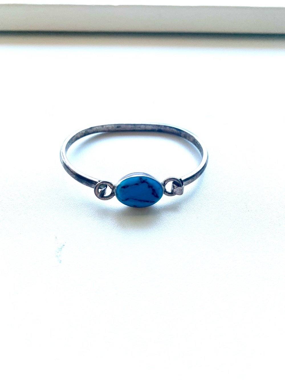 Sterling Silver Blue Turquoise Stone Bangle Bracelet